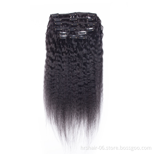 Eurasian Remy Human Hair Clip ins 7pcs set 70G 100G 120G Kinky Straight Clip in Hair Extensions